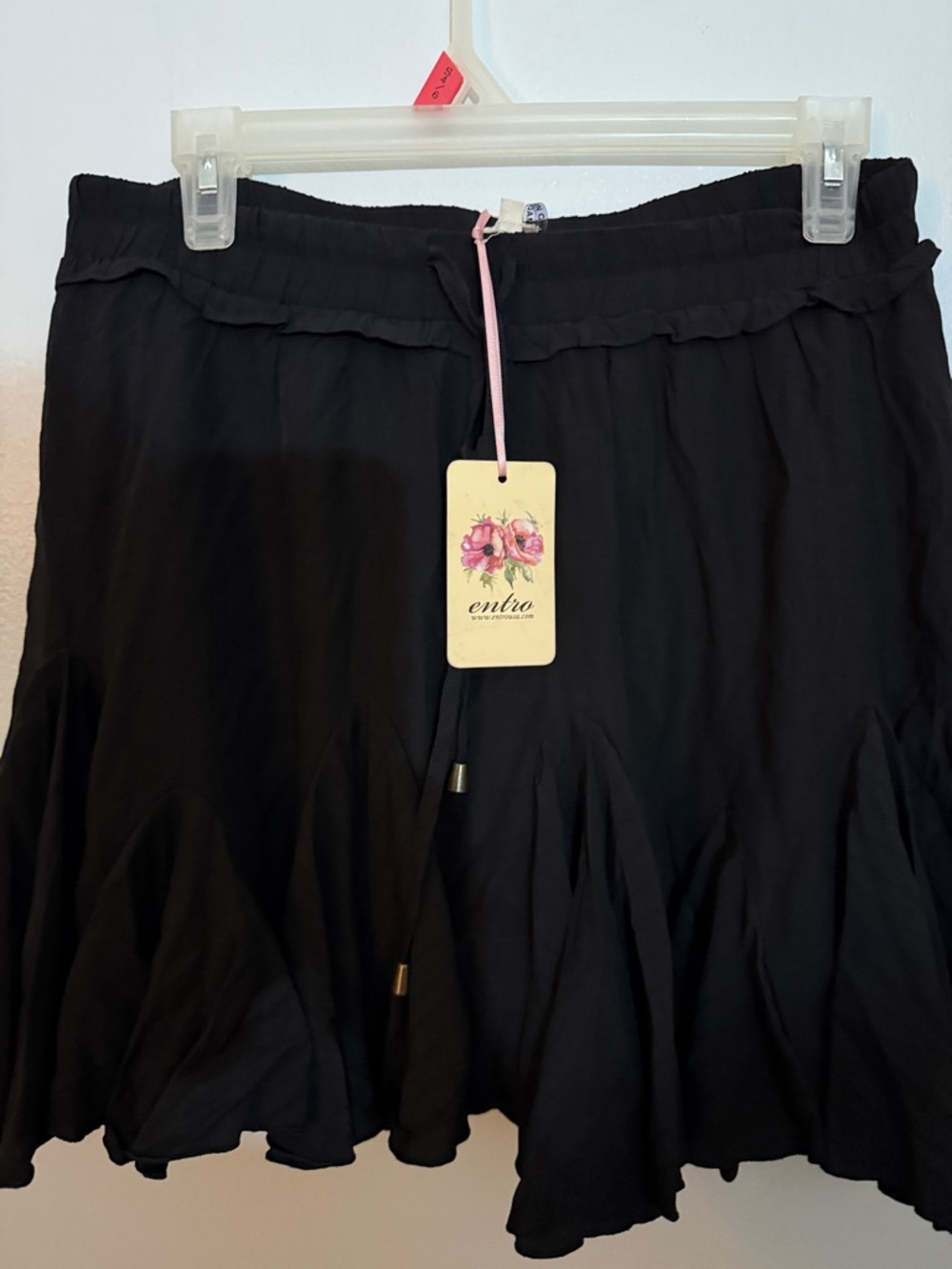 entro Black Mini Skirt with Ruffle Trim